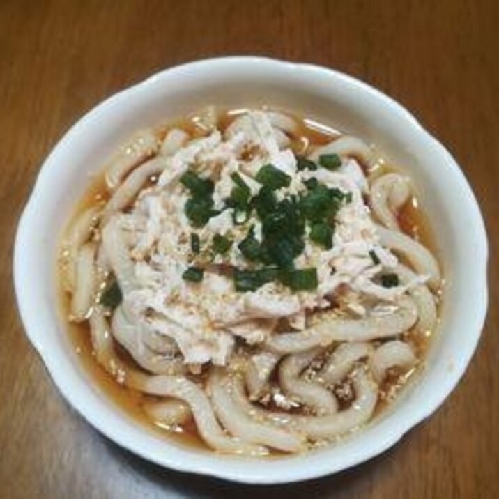 しっとり蒸し鶏のかけうどん